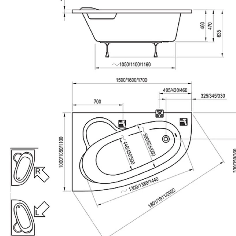 RAVAK Asymmetric Badewanne 170 X 110 Cm, Links 2 RAVAK Asymmetric Badewanne 170 X 110 Cm, Links – Bild 2