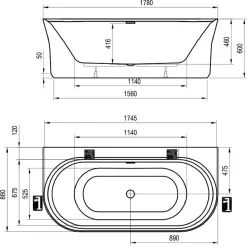 RAVAK Ypsilon Wall Badewanne 178 X 86 Cm -Badmöbel Verkauf ravak badewannen halbrundbadewannen ypsilon wall 178 6885669