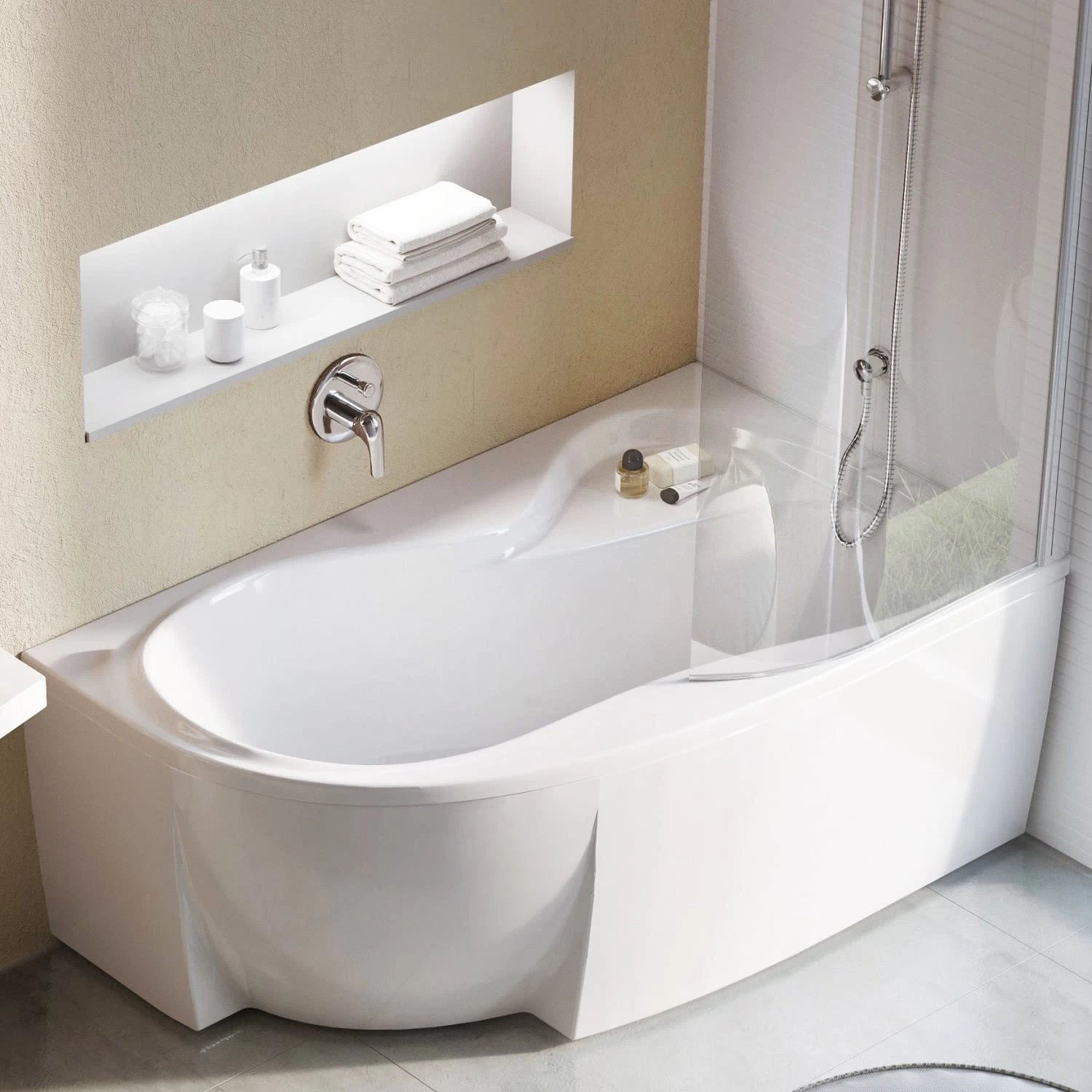 RAVAK Rosa 95 Asymmetrische Badewanne 150 X 95 Cm, Rechts 2 RAVAK Rosa 95 Asymmetrische Badewanne 150 X 95 Cm, Rechts – Bild 2