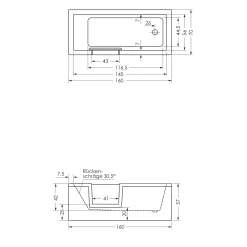 Repabad Livorno Mono Easy Duschbadewanne 160 X 70 Cm, Einstieg Links -Badmöbel Verkauf repabad duschwannen rechteck livorno mono easy 5013578