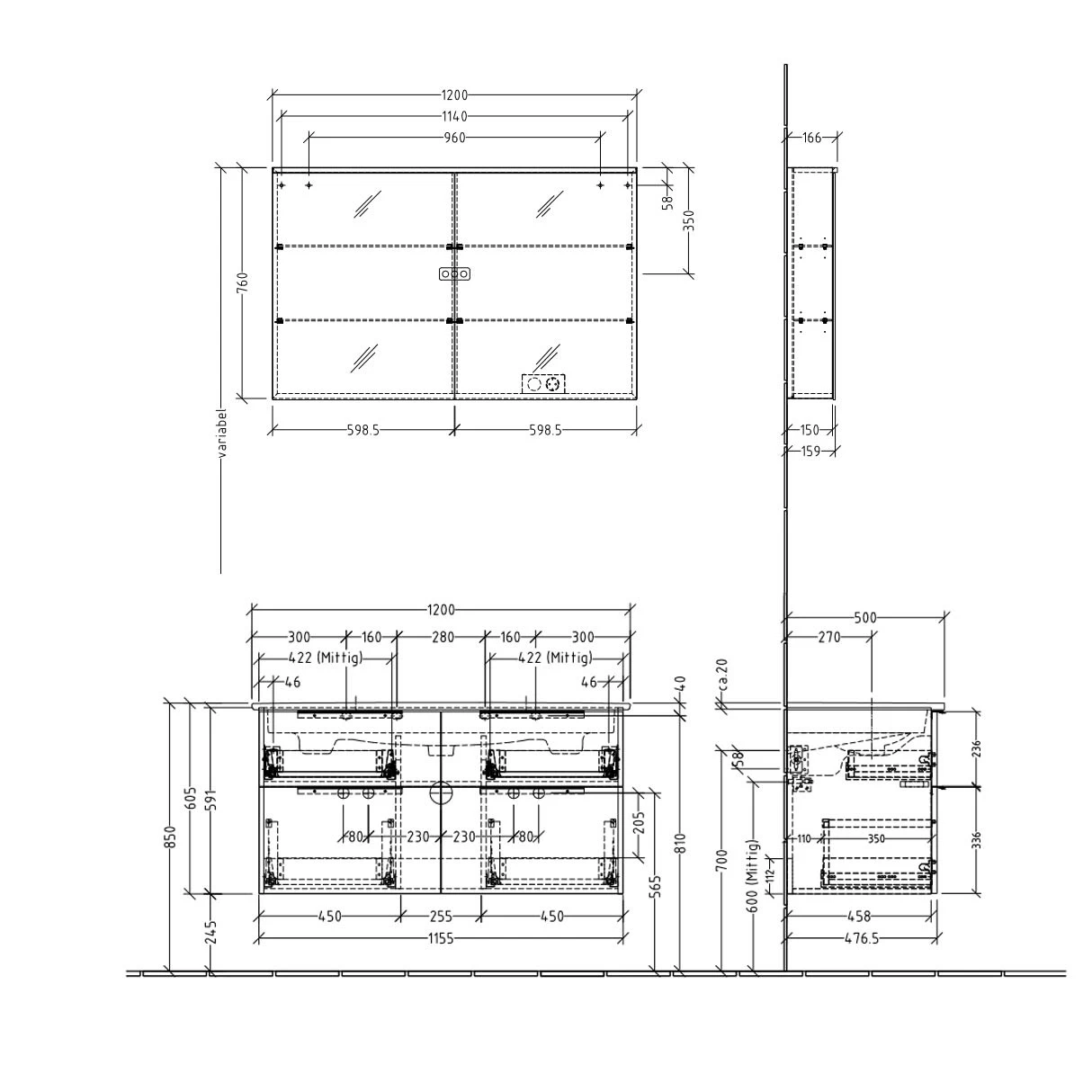 Sanipa 3way Möbelset Inkl. Spiegelschrank "ARND", 120 Cm, Mit Aufsatzgriffen, Doppelwaschtisch 4 Sanipa 3way Möbelset Inkl. Spiegelschrank "ARND", 120 Cm, Mit Aufsatzgriffen, Doppelwaschtisch – Bild 4