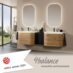 Sanipa 4balance Keramik-Waschtisch + Waschtischunterbau 80 Cm Mit 2 Auszügen, LED, Ohne Hahnlochbohrung -Badmöbel Verkauf sanipa 4balance waschtische mit unterschrank keramik 9116714