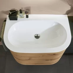 Sanipa 4balance Keramik-Waschtisch + Waschtischunterbau 80 Cm Mit 2 Auszügen, LED, Ohne Hahnlochbohrung -Badmöbel Verkauf sanipa 4balance waschtische mit unterschrank keramik 9261692