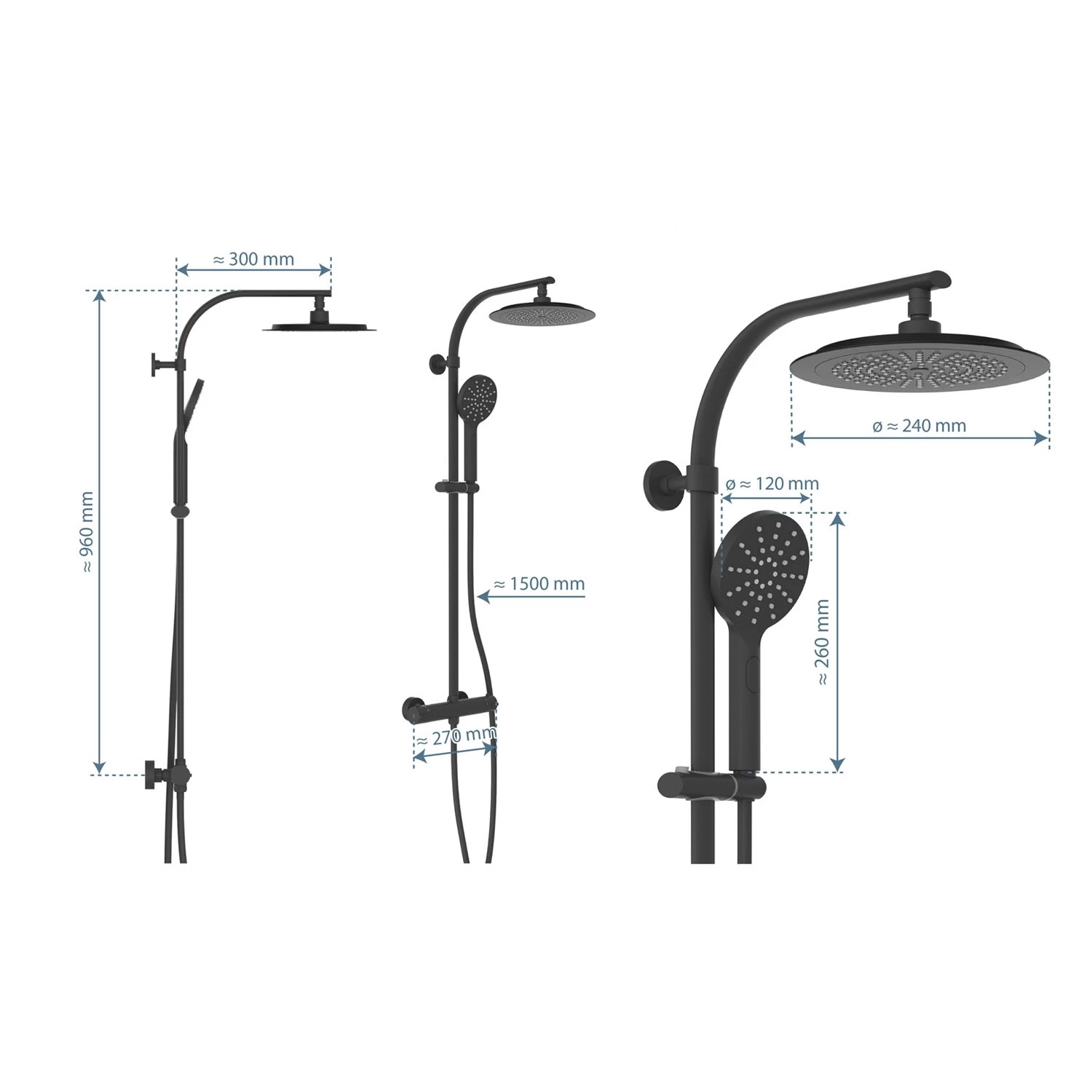 Schütte MADURA FRESH Regendusche Mit Thermostat Duscharmatur, Handbrause Mit 3 Funktionen 4 Schütte MADURA FRESH Regendusche Mit Thermostat Duscharmatur, Handbrause Mit 3 Funktionen – Bild 4