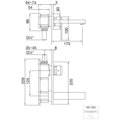 Steinberg Serie 160 Wand-Waschtisch Einhebelmischer Ausladung 17,5 Cm