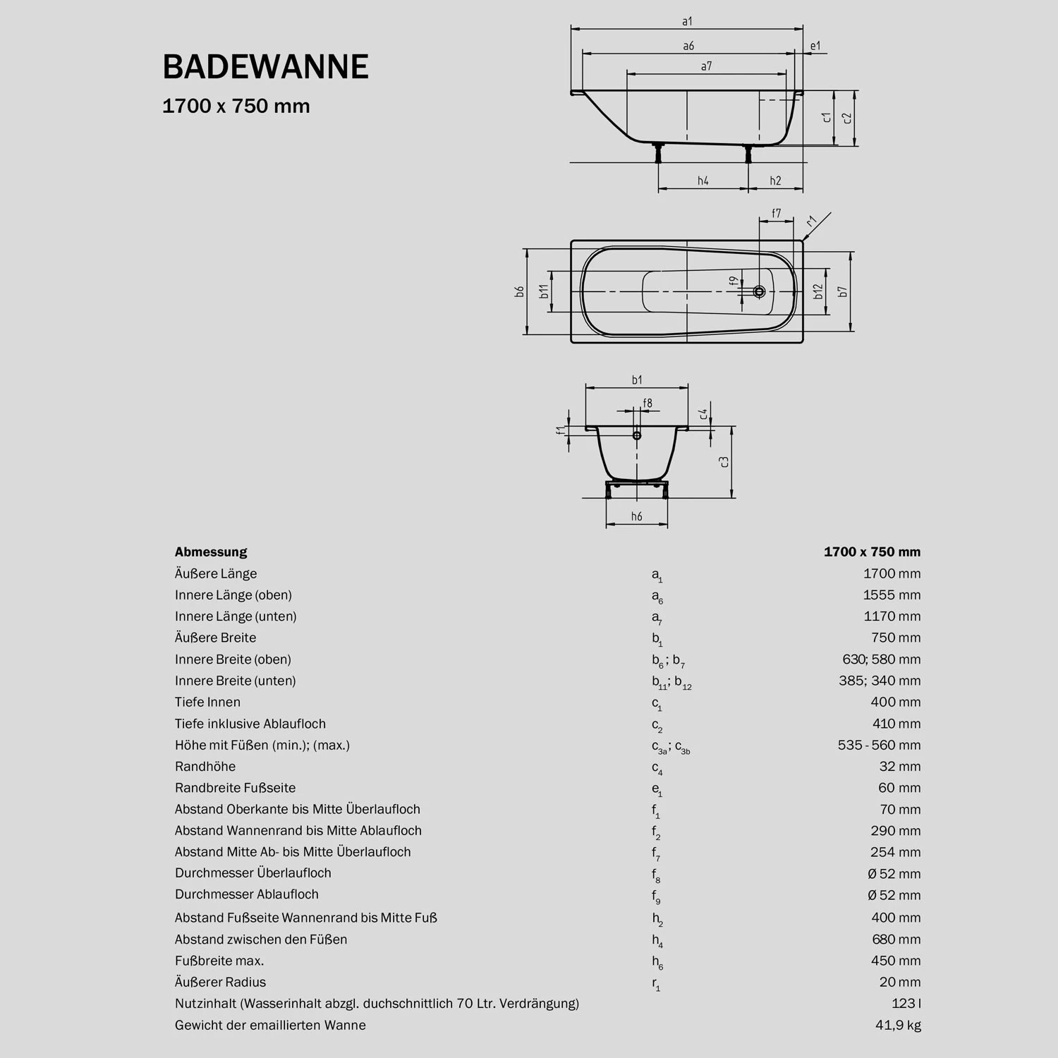 Sturotec Sturoform Rechteck-Badewanne 170 X 75 Cm 2 Sturotec Sturoform Rechteck-Badewanne 170 X 75 Cm – Bild 2