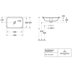Villeroy & Boch Architectura Unterbauwaschbecken 62 X 42 Cm Rechteckig, Ohne Überlauf, Ungeschliffen 7 Villeroy & Boch Architectura Unterbauwaschbecken 62 X 42 Cm Rechteckig, Ohne Überlauf, Ungeschliffen -Badmöbel Verkauf villeroy boch alle kollektionen architectura waschtische 8730740
