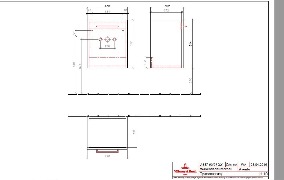 Villeroy & Boch Avento Waschtisch-Kombination 43 Cm Mit 1 Tür, Anschlag Rechts 4 Villeroy & Boch Avento Waschtisch-Kombination 43 Cm Mit 1 Tür, Anschlag Rechts – Bild 4