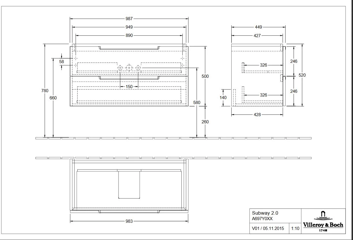 Villeroy & Boch Subway 2.0 Waschtisch-Kombination 100 Cm Mit 2 Auszügen Und Spiegelschrank My View 14 4 Villeroy & Boch Subway 2.0 Waschtisch-Kombination 100 Cm Mit 2 Auszügen Und Spiegelschrank My View 14 – Bild 4