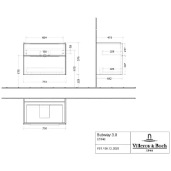 Villeroy & Boch Subway 3.0 Badmöbel-Set 80 Cm, 2 Auszüge -Badmöbel Verkauf villeroy boch alle kollektionen subway 3 10292039