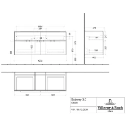 Villeroy & Boch Subway 3.0 Badmöbel-Set 130 Cm, Griff Volcano Black, 4 Auszüge -Badmöbel Verkauf villeroy boch alle kollektionen subway 3 10408343