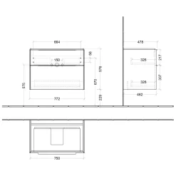 Villeroy & Boch Subway 3.0 Waschtischunterschrank 77,2 Cm, 2 Auszüge, Griffe Glänzend, Ohne LED-Licht -Badmöbel Verkauf villeroy boch alle kollektionen subway 3 4529495