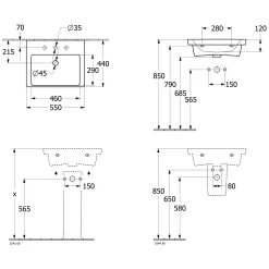 Villeroy & Boch Subway 3.0 Schrankwaschtisch 55 Cm, Mit 1 Hahnloch, Mit Überlauf -Badmöbel Verkauf villeroy boch alle kollektionen subway 3 4832357