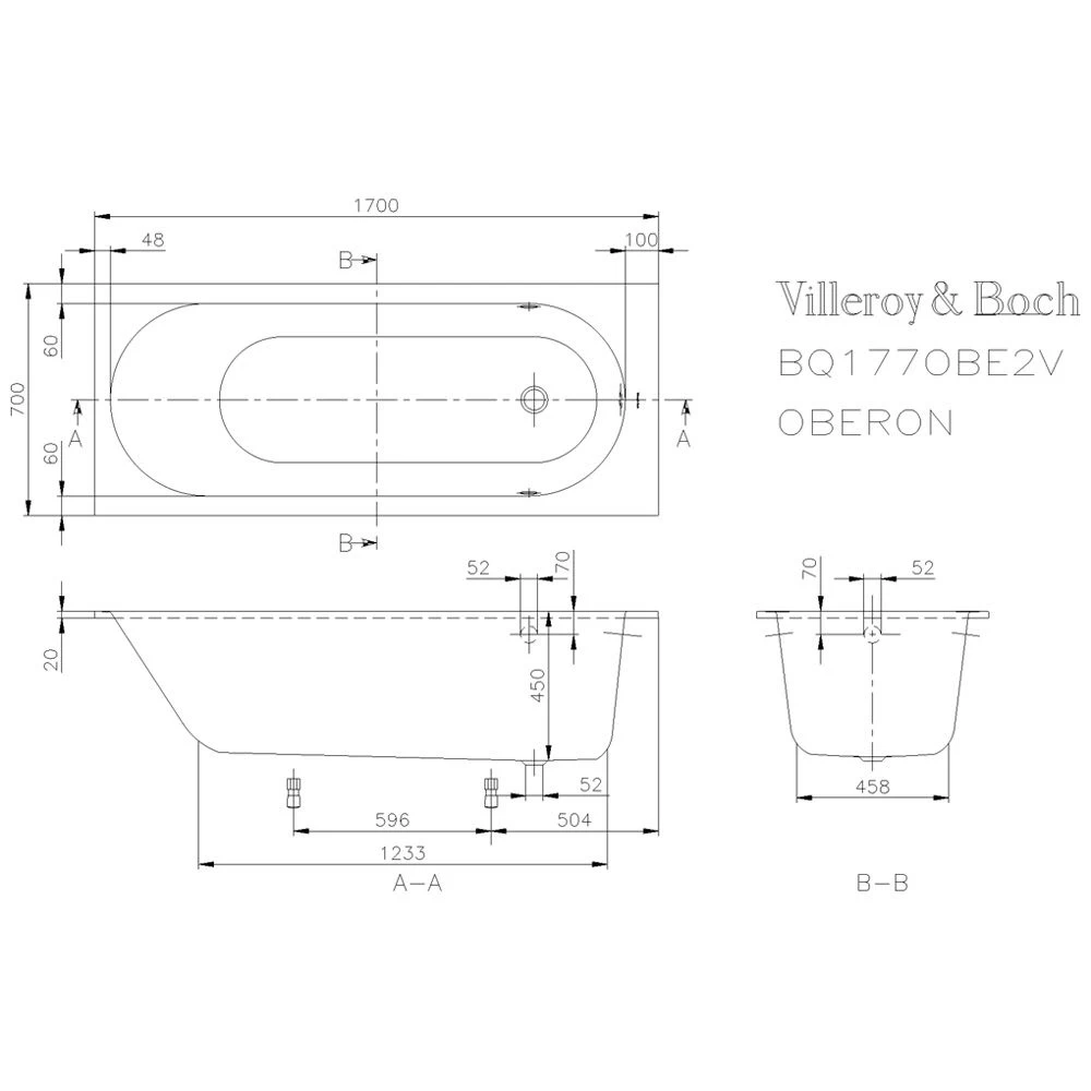 Villeroy & Boch Oberon Solo Badewanne 170 X 70 Cm 2 Villeroy & Boch Oberon Solo Badewanne 170 X 70 Cm – Bild 2
