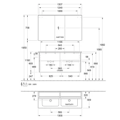 Villeroy & Boch Finero Waschtischunterschrank 130 Cm Mit Doppelwaschtisch Und Spiegelschrank, 4 Auszüge -Badmöbel Verkauf villeroy boch badmoebel finero waschtischunterschrank mit 6155278