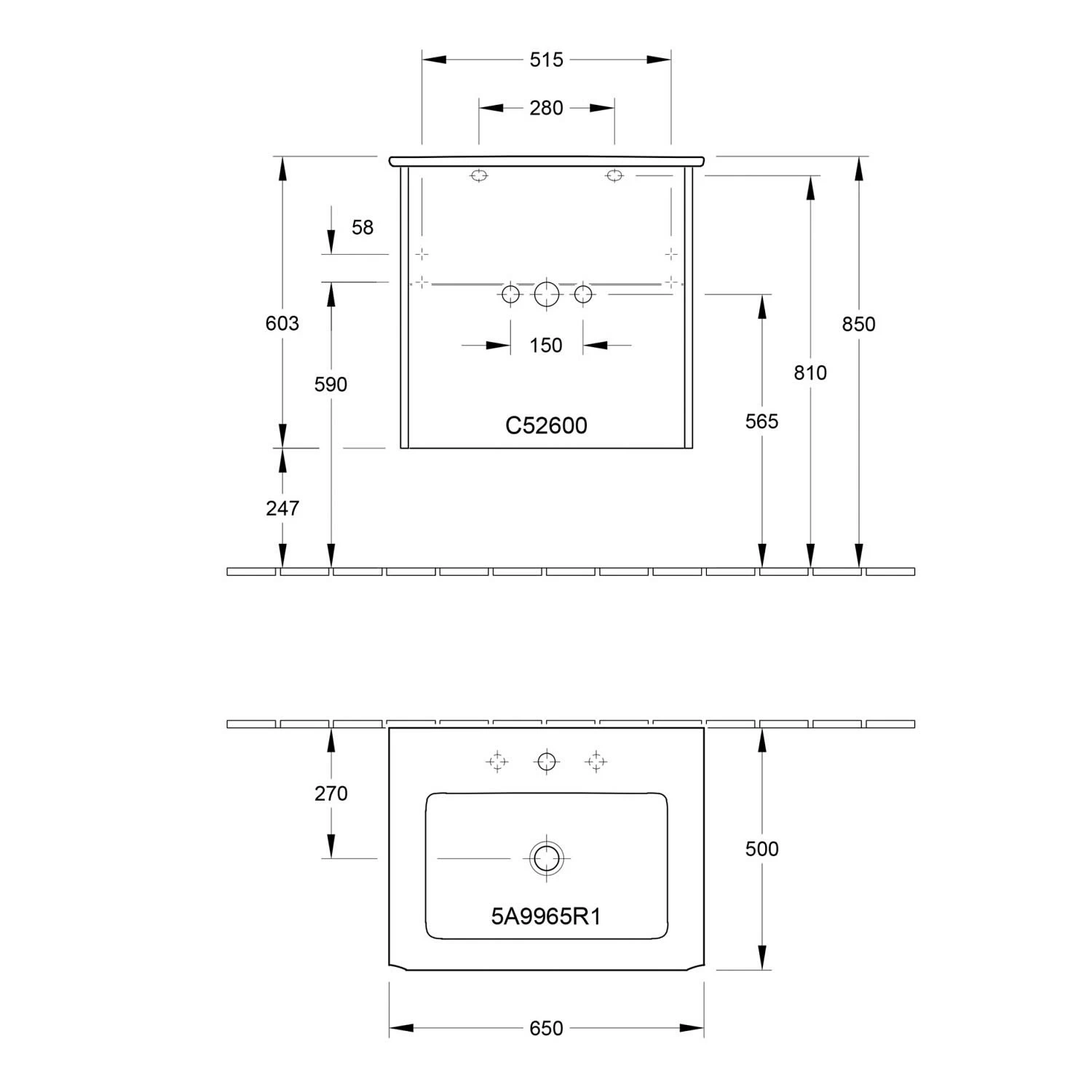 Villeroy & Boch Finero Waschtischunterschrank 65 Cm Mit Waschtisch, 2 Auszüge 4 Villeroy & Boch Finero Waschtischunterschrank 65 Cm Mit Waschtisch, 2 Auszüge – Bild 4