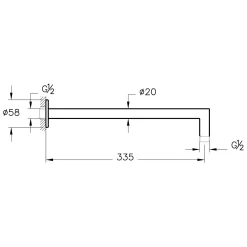 VitrA Origin Wandarm Mit 90° Winkel Für Duschkopf, Ausladung 33,5 Cm